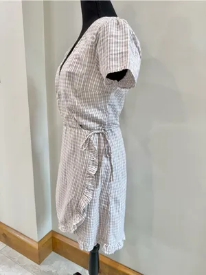 Abercrombie & Fitch cottagecore wrap plaid dress size M thumbnail 3