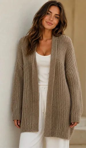 Zara Women’s Chunky Knit Wool Blend Longline Cardigan Sweater Oversized Sz S thumbnail 1