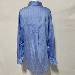 Zara Wrinkled Drawstring Waist Striped Shirt 4387/042/044 Blue White Size XL thumbnail 12