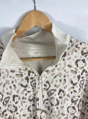 Aerie Animal Print 1/4 Zip Oversized Sweatshirt Size Medium thumbnail 4