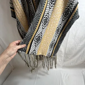 Lava Accessories Poncho Drape Women's One Size Saddle Blanket Design Black Beige thumbnail 4