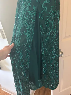Crystal Doll Teal Spaghetti-Strap Dress with Sequin Trim thumbnail 4