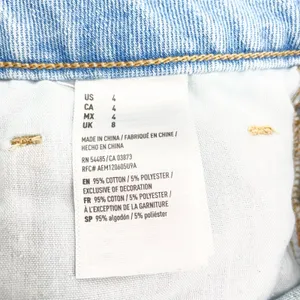 American Eagle Womens 4‎ Denim Mini Skirt Light Wash Distressed Hem Button Fly thumbnail 9
