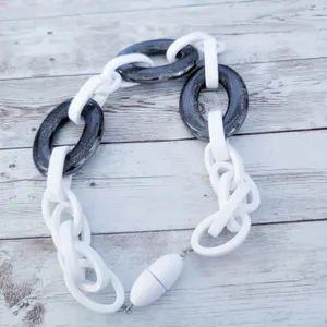 Vintage Statement Necklace Stunning Chunky White & Grey thumbnail 3