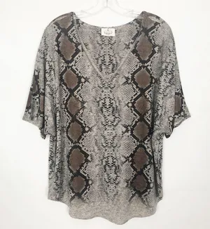 Ember Snake Print V-Neck Dolman Sleeve Top Size L thumbnail 1