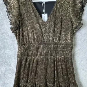 Baltic Born‎ Miley Pleated Shimmer Dress Gold Metallic Party XL Formal New thumbnail 3