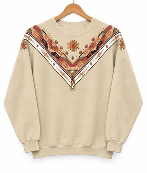 VTG Hanes Made in USA Southwestern Hand Painted Crewneck Sweatshirt Large tassel thumbnail 1