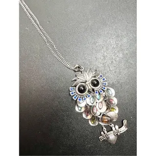 Black eyed own silver long necklace rhinestones and colorful! thumbnail 6