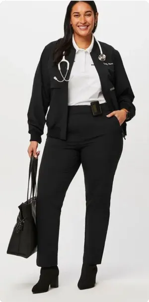 FIGSPRO Women’s Skinny Zip Fly Trouser™ Large Uniform Doctor Stretch Black‎ thumbnail 1