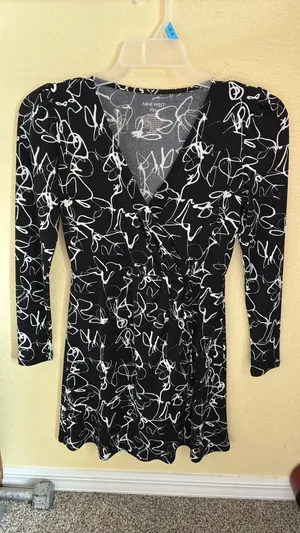 Nine West Black Dress White Print thumbnail 4