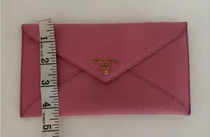 Prada Vitello Pink Envelope Clutch Wallet with Gold Embossed Hardware thumbnail 12
