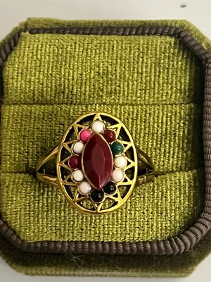 Vintage/Bohemian Design Stainless Steel Golden w/ Multicolor Beads Ring S 9 thumbnail 2