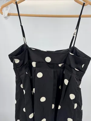 Forever 21 Black polka dot babydoll Mini Dress M bow Y2K party hoco pleated thumbnail 3