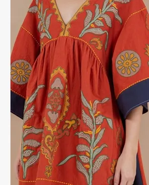 Women's oversized embroidered dress With 3/4 sleeve thumbnail 5