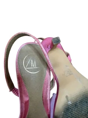 Misguided Pink Satin Slingback Kitten Heels with Tulle Bow 37 us 6.5 thumbnail 3