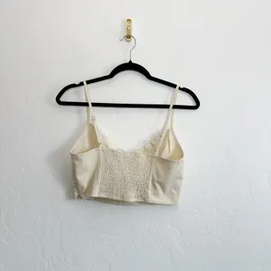 Cider | Lace Trim Baby Doll Crop Tank Cami Y2K Top, Pale Yellow‎ thumbnail 4