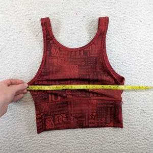 Lululemon Power Pivot Tank Top Ribbed‎ Wordmark Red Reversible Sports Bra Tank S thumbnail 3