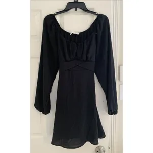 Black dress Altar'd State Lola Crossover with long puff sleeves Black Size L thumbnail 4