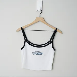Aeropostale Ribbed Car Graphic Baby Tank Top Spaghetti Strap Cropped Stretch EUC thumbnail 3