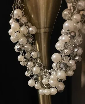 Pearls;Chunky Faux Pearl Statement Necklace for Women Multilayer 18” thumbnail 1