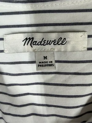 Madewell‎ White Black Striped Button Down Long Sleeve Top thumbnail 2