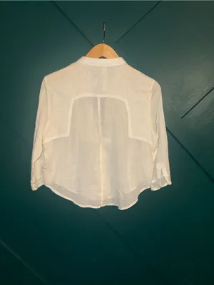 Romantic Boho Blouse Gold Embroidered Bib Front Top Cottagecore Peasant thumbnail 4