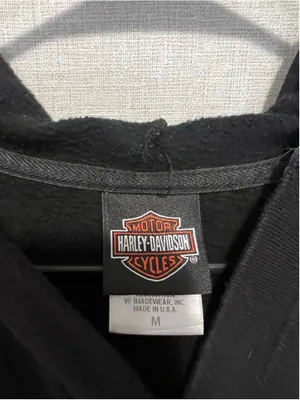 Harley Davidson California Black Hooded Henley Sweatshirt With Logo Front Pocket thumbnail 3