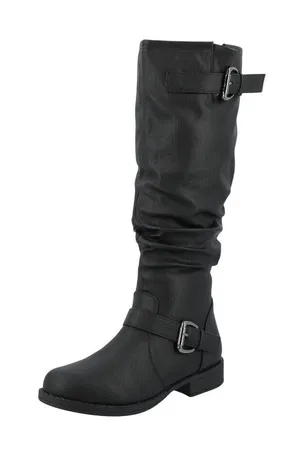 NWT Journee Collection Womens Stormy Boot Faux Leather Slouch Black 8M thumbnail 1