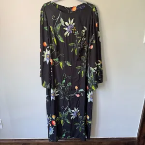 New! Gabriella Rossetti Lucrezia Black Floral Midi‎ Dress Size 14 thumbnail 2