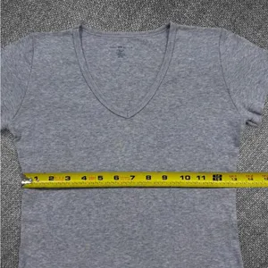Light Gray Cotton V-Neck T-Shirt thumbnail 5