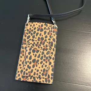 Kate Spade Leopard Spencer Slim Phone‎ Crossbody Bag Saffiano Leather Brown thumbnail 5