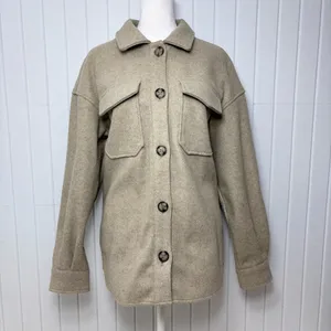 Avec Les Filles Tan Oat Melange Utility Shacket‎ Jacket Size S thumbnail 12