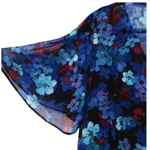 Calvin Klein Women's Floral Chiffon Faux Wrap Flutter Sleeve Dress Blue Size 18W thumbnail 11