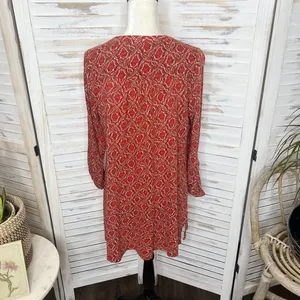 AKEMI + Kin ANTHRO Women's Humboldt Tunic Top Boho Red Floral Tasseled Medium thumbnail 15