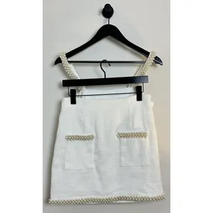 Anthropologie Hutch Adley Pearl-Trimmed Tweed Bridal Set in White thumbnail 3
