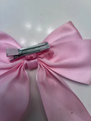 Pink Satin Bow Hair Accessory French Barrette Clip Large Size Statement Piece Kawaii Style Feminine Look Elegant Design Wedding Appropriate thumbnail 3