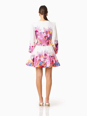 Elliatt Alice Long Sleeve Mini Dress in Ombre Floral $308 Size Small Vacation thumbnail 6