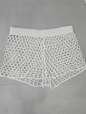 Zara Crochet Open-Knit Long Sleeve Top & Shorts Set In White Size XS/S thumbnail 4