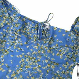 New ASTR the Label Blue Yellow Floral Long Sleeve Sweetheart Dress Size Medium thumbnail 3