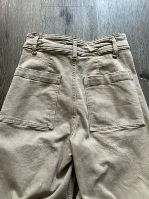 ZARA Tan Wide-Leg Jeans thumbnail 3