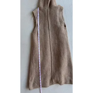 Tahari Womens Camel Tan Wool Blend Sleeveless Hooded Sweater Vest XS Longline thumbnail 13