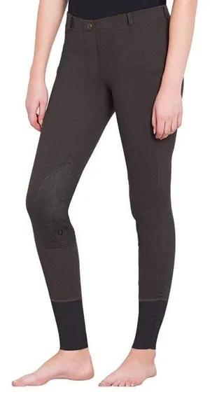 TuffRider Women's Starter Pull-On Knee Patch Breeches Charcoal Gray‎ Size Small thumbnail 1