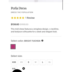 Dress The Population Perla Strapless V-Neck Midi Dress Bright Fuchsia XXL NWT thumbnail 10