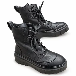 Sorel Caribou X Boots Black Leather Platform Lace Up Gorpcore Women 9 NL5015-010 thumbnail 1