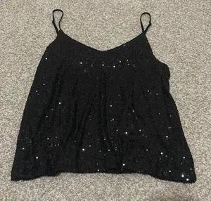 BB Dakota Black Sparkly Tank Top thumbnail 1