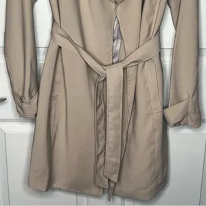 Banana Republic Factory Sz XS Khaki Trench Coat Tie Closure Open Front thumbnail 3