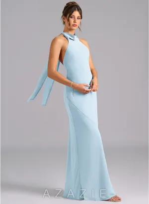 Azazie Sky Blue Chiffon Maxi Dress thumbnail 3