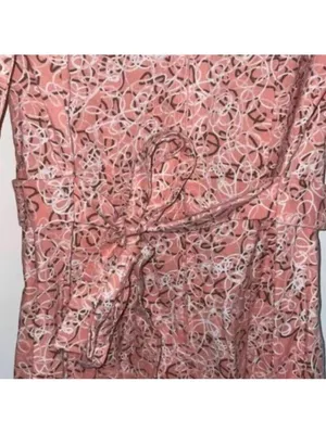 Vintage Handmade Pink Prairie Girl 1/2 Sleeve Scribble Print Dress thumbnail 7
