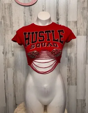 Windsor Hustle Squad Red Cutout Crop Top Size S thumbnail 1