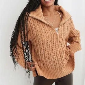 Aerie Cable Car Quarter Zip Chenille Knit Sweater Size Small thumbnail 1
